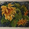 Jeanne Wagle - Sunflowers on Blue  - watercolor - Adelene Schrock Memorial Watercolor Award