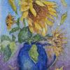 Sunflower in Blue Pitcher - Jeanne Wagle