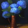 Dan Helsel - Blue Hydrangeas - oil on gesso panel - $750