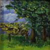 Joanne Mekis - Double Trees - acrylic on panel - $450