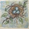 Judi Lansberry - Robin's Nest - watercolor on batik - $300